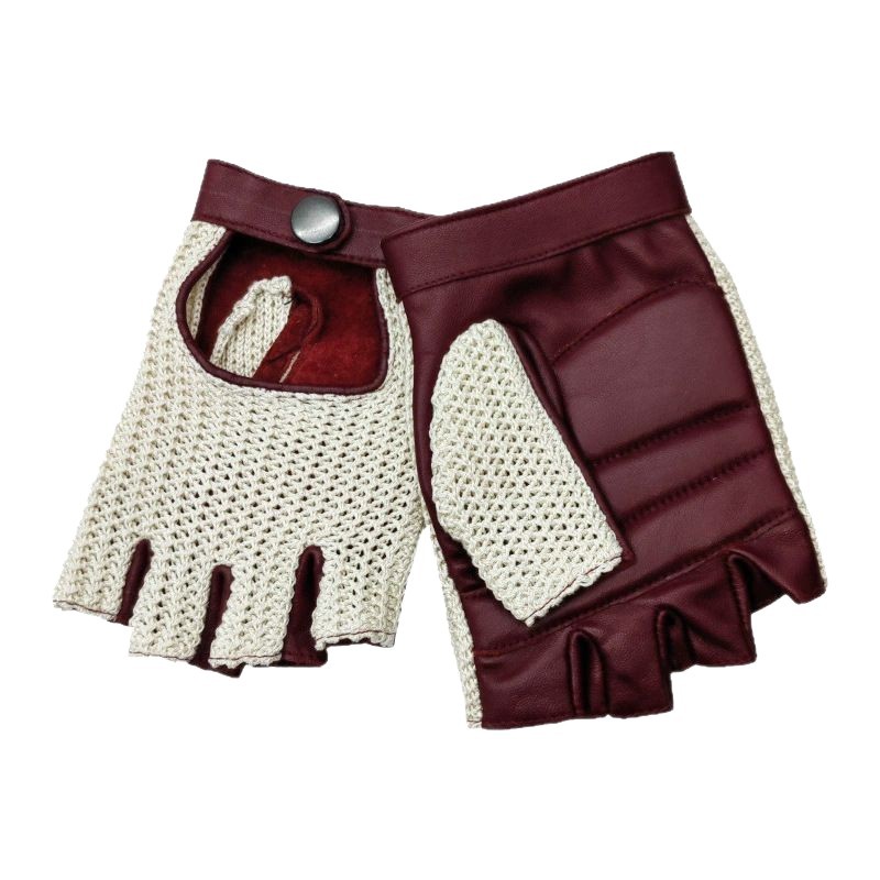 Leather Driving Glove - Genuine Sheepskin Half Finger Gloves Unisex
