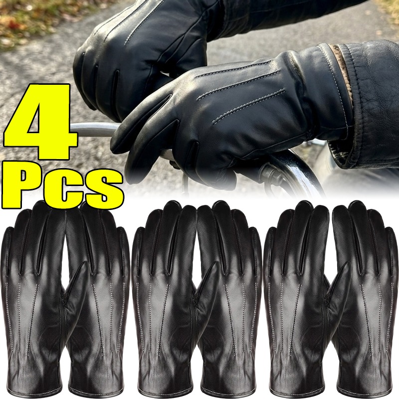 Thermal PU Leather Gloves Unis - Leather Driving Glove 评论和价格