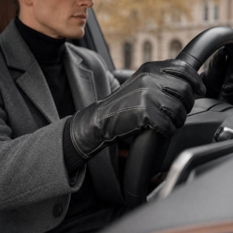 Thermal PU Leather Gloves Unis - Leather Driving Glove 评论和价格
